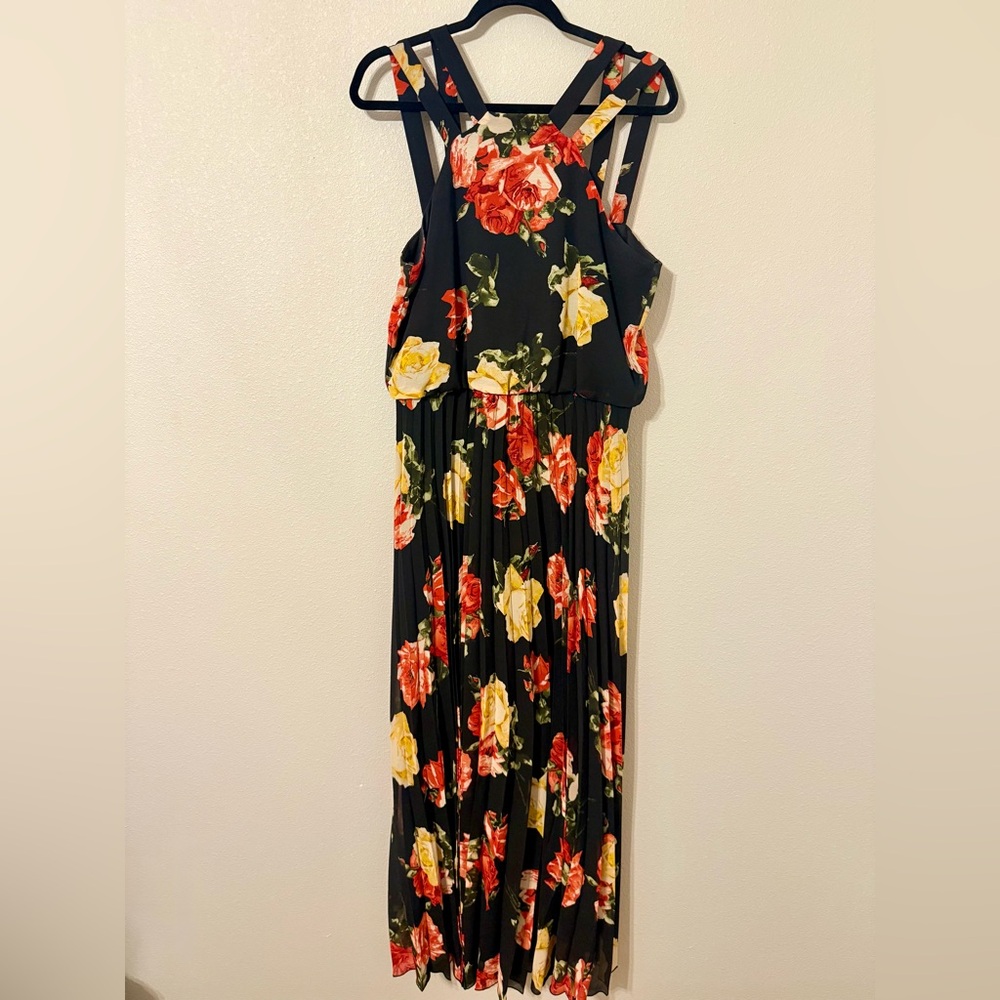 Black and Red Floral Maxi Dress